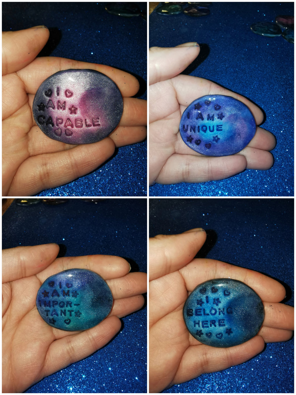 Galaxy Aurora Affirmation Worry Stones - True Self Set