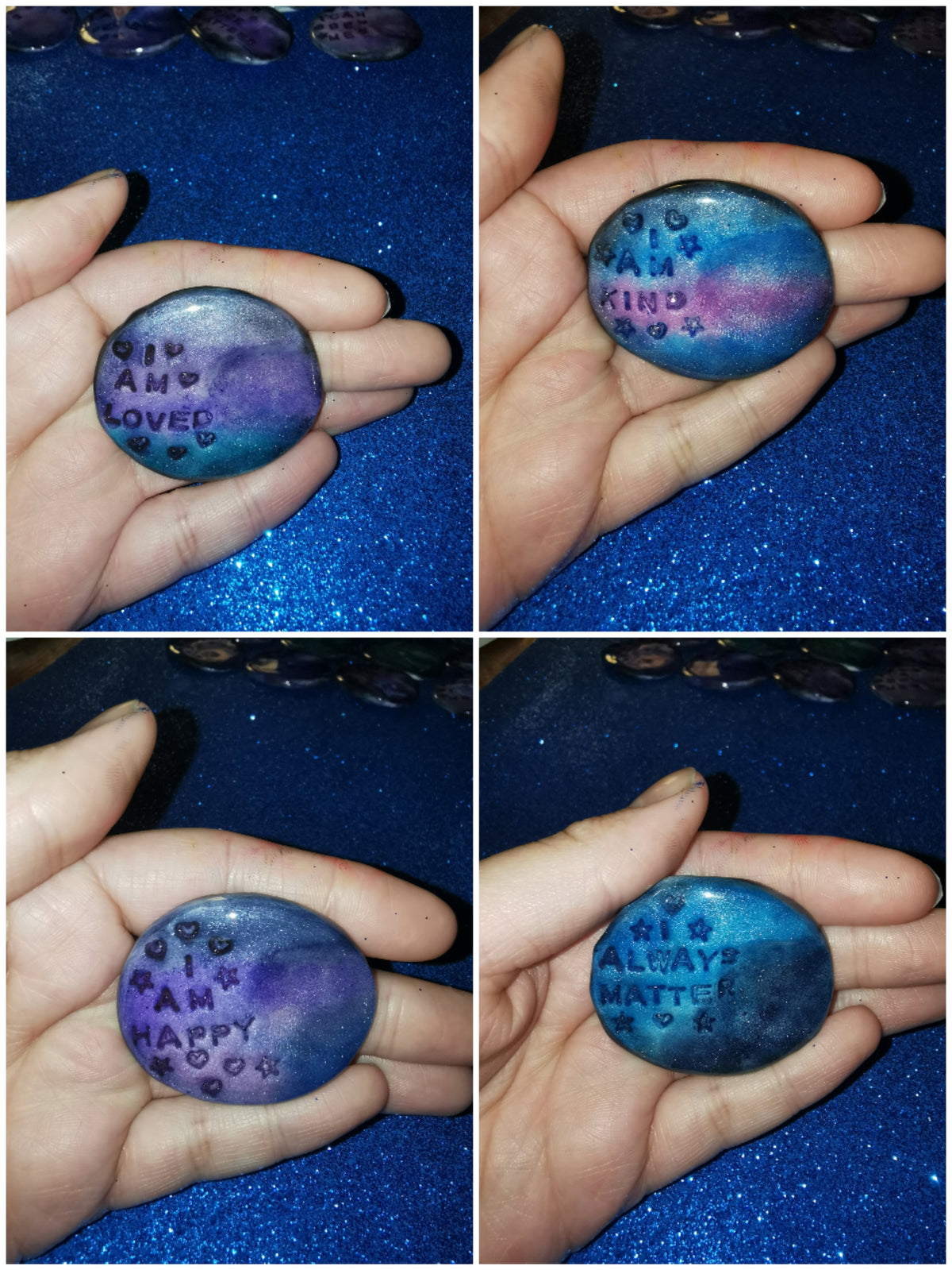 Galaxy Aurora Affirmation Worry Stones - Love & Happiness Set