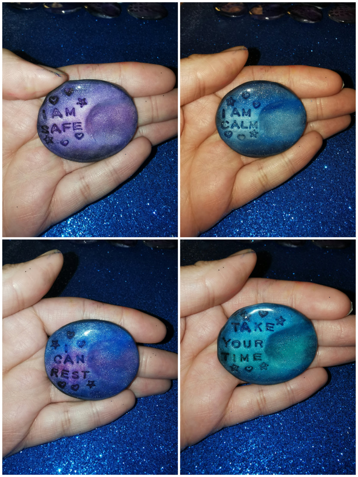 Galaxy Aurora Affirmation Worry Stones - Calm & Comfort Set